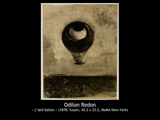 Odilon Redon
« L’œil-ballon » (1878, fusain, 42.2 x 33.2, MoMA New-York)
 