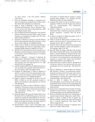 009-016 Belcaro     4/02/10 15:33       Page 15




                                                                                                                            ARTÈRES           15

               nic heart failure. J Am Coll Cardiol. 2008;52                     anti-oxidant at retarded electron transport or proton
               (18):1435-41.                                                     pumping within Complex I. Int J Biochem Cell Biol.
         4.    Sinatra ST. Metabolic cardiology: an integrative stra-            2009;41(8-9):1697-707. Epub 2009 Mar 3.
               tegy in the treatment of congestive heart failure. Altern   17.   Langsjoen PH, Folkers K, Lyson K, Muratsu K, Lyson T,
               Ther Health Med. 2009 May-Jun;15(3):44-52.                        Langsjoen P. Effective and safe therapy with coenzyme
         5.    Okello E, Jiang X, Mohamed S, Zhao Q, Wang T.                     Q10 for cardiomyopathy. Klin Wochenschr.
               Combined statin/coenzyme Q10 as adjunctive treat-                 1988;66(13):583-90.
               ment of chronic heart failure. Med Hypotheses. 2009         18.   Crooks, V, Waller S, et al. The use of the Karnofsky
               Apr 29 [Epub ahead of print].                                     Performance Scale in determining outcomes and risk in
         6.    Dunn SP, Bleske B, Dorsch M, Macaulay T, Van Tassell B,           geriatric outpatients. J Gerontol. 1991; 46: M139-
               Vardeny O. Nutrition and heart failure: impact of drug            M144.
               therapies and management strategies. Nutr Clin Pract.       19.   de Haan R, Aaronson A. Measuring quality of life in
               2009 Feb-Mar;24(1):60-75.                                         stroke. Stroke. 1993;24:320-27.
         7.    Florkowski C, Molyneux S, George P, Lever M, Richards       20.   Hollen PJ, Gralla RJ. Measurement of quality of life in
               M. N-3 polyunsaturated fatty acids and statins in heart           patients with lung cancer in multicenter trials of new
               failure. Lancet. 2009 Jan 31;373(9661):379-80.                    therapies. Cancer. 1994; 73: 2087-98.
         8.    Adarsh K, Kaur H, Mohan V. Coenzyme Q10 (CoQ10) in          21.   Schag CC, Heinrich RL, Ganz PA. Karnofsky performance
               isolated diastolic heart failure in hypertrophic cardio-          status revisited: Reliability, validity, and guidelines. J
               myopathy (HCM). Biofactors. 2008;32(1-4):145-9.                   Clin Oncology. 1984; 2:187-193.
         9.    Mitchell P. The vital promotive role of Coenzyme Q. In:     22.   Davis BR, Kostis JB, Simpson LM, Black HR, Cushman
               Biomedical and Clinical Aspects of Coenzyme Q. Holkers            WC, Einhorn PT, Farber MA, Ford CE, Levy D, Massie BM,
               K, Yamamura Y, Litterru GP (eds) Vol 6 p 3-10, Elsevier,          Nawaz S; ALLHAT Collaborative Research Group. Heart
               Amsterdam 1991.                                                   failure with preserved and reduced left ventricular ejec-
         10.   Folkers K, Wolaniuk J, Simonsen R, Morishita M,                   tion fraction in the antihypertensive and lipid-lowering
               Vadhanavikit S. Biochemical rationale and the cardiac             treatment to prevent heart attack trial. Circulation.
               response of patients with muscle disease to therapy               2008;118(22):2259-67. Epub 2008 Nov 10.
               with coenzyme Q10. Proc Natl Acad Sci U S A. 1985           23.   Espinosa RA, Yong R, Enciso R, Baduí E. Assessment of
               Jul;82(13):4513-6. Langsjoen 90.                                  the ejection fraction of the right ventricle with echo-
         11.   Judy WV, Stogsdill WW, Folkers K. Myocardial preserva-            cardiography. Arch Inst Cardiol Mex. 1991;61(2):157-
               tion by therapy with coenzyme Q10 during heart sur-               61.
               gery. Clin Investig. 1993;71(8 Suppl):S155-61.              24.   Gueret P, Meerbaum S, Zwehl W, Wyatt HL, Davidson
         12.   Langsjoen PH, Vahhanakivit S, Folkers K. Response of              RM, Uchiyama T, Corday E. Two-dimensional echocar-
               patients in classes III and IV of cardiomyopathy to the-          diographic assessment of left ventricular stroke volume:
               rapy in a blind and crossover trial with coenzyme Q10.            experimental correlation with thermodilution and
               Proc Natl Acad Sci U S A. 1985;82(12):4240-4.                     cineangiography in normal and ischemic states. Cathet
         13.   Poggesi L, Galanti G, Comeglio M, Toncelli L, Vinci M.            Cardiovasc Diagn. 1981;7(3):247-58.
               Effect of CoQ10 on the left ventricular function in         25.   Zacà V, Ballo P, Galderisi M, Mondillo S.
               patients with dilatative cardiomiopathy. Curr Ther Res            Echocardiography in the assessment of left ventricular
               1991;49:878-86.                                                   longitudinal systolic function: current methodology and
         14.   Langsjoen PH, Folkers K, Lyson K, Muratsu K, Lyson T,             clinical applications. Heart Fail Rev. 2009 May 30 [Epub
               Langsjoen P. Pronounced increase of survival of patients          ahead of print].
               with cardiomyopathy when treated with coenzyme Q10          26.   Zhang X, Xiao Y. Zhong Nan Da Xue Xue Bao Yi Xue Ban.
               and conventional therapy. Int J Tissue React.                     Evaluation of heart function in heart failure rat model
               1990;12(3):163-8.                                                 by echocardiography. Zhu W, 2009 May;34(5):453-6.
         15.   Jessup M, Abraham WT, Casey DE, Feldman AM, Francio         27.   Belcaro G, Nicolaides AN. Noninvasive investigations in
               GS, Ganiats TG et al. 2009 Writing group to review new            vascular disease. Imperial college press, London 2001.
               evidence and update the 2005 guideline for the mana-        28.   Digiesi V, Cantini F, Oradei A, Bisi G, Guarino GC,
               gement of patients with chronic heart failure writing on          Brocchi A, Bellandi F, Mancini M, Littarru GP. Coenzyme
               behalf of the 2005 heart failure. Circulation 2009;119;           Q10 in essential hypertension. Mol Aspects Med.
               1977-2016; published online Mar 26, 2009.                         1994;15 Suppl:s257-63.
         16.   Plecitá-Hlavatá L, Jezek J, Jezek P. Pro-oxidant mito-      29.   Forar CJ, Neurendocrine activation in congestive heart
               chondrial matrix-targeted ubiquinone MitoQ10 acts as              failure Am J Cardiol 1991;67:3c5c


                                                                                             ANGÉIOLOGIE, 2010, VOL. 62, N° 1
 