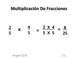 Multiplicación De Fracciones
Angel GLN 2’L
 