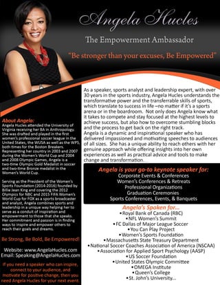 Angela Hucles The Empowerment Embassador - Speaker's Sheet