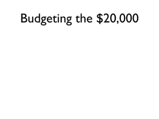 Budgeting the $20,000
 