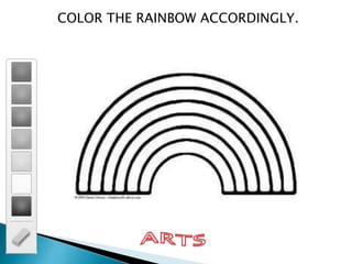 COLOR THE RAINBOW ACCORDINGLY.
 