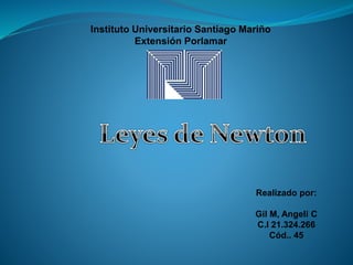 Instituto Universitario Santiago Mariño
Extensión Porlamar
Realizado por:
Gil M, Angeli C
C.I 21.324.266
Cód.. 45
 