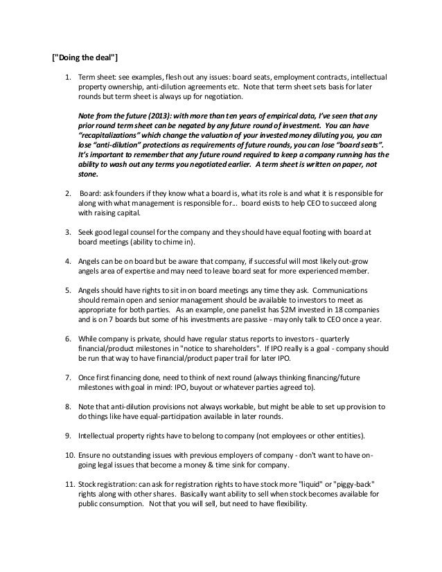 angel investing seminar notes angel investor term sheet template