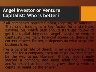 Angel Investment and Venture Capital Funding | PPT