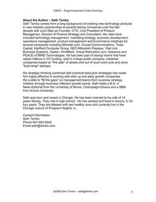 Angel Investment Clubs Summary | PDF