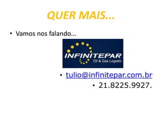 QUER MAIS...
• Vamos nos falando...
• tulio@infinitepar.com.br
• 21.8225.9927.
 
