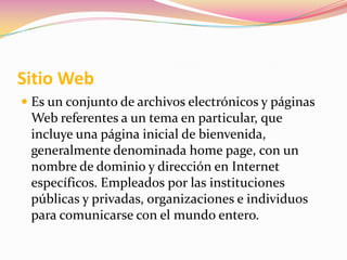 Impertecto linkEl link crea una conexión con otro documento web por medio de la dirección URL.