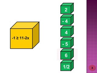 2 
- 4 
4 
- 5 
6 
1/2 
-1 ≥ 11-2x 
33 
 