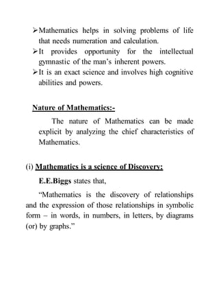 Nature ,Scope,Meaning and of Mathematics
