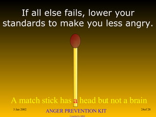 If all else fails, lower your standards to make you less angry.  