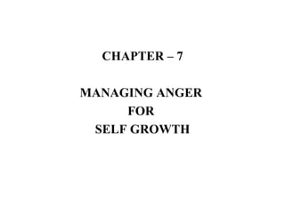 CHAPTER – 7 MANAGING ANGER  FOR  SELF GROWTH 