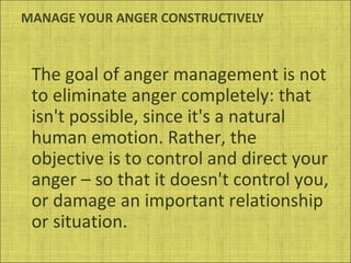 Anger Management Goals Anger management 12 strategies for | PPT