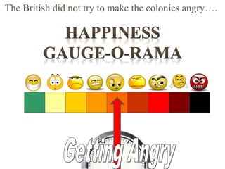 The British did not try to make the colonies angry….
 