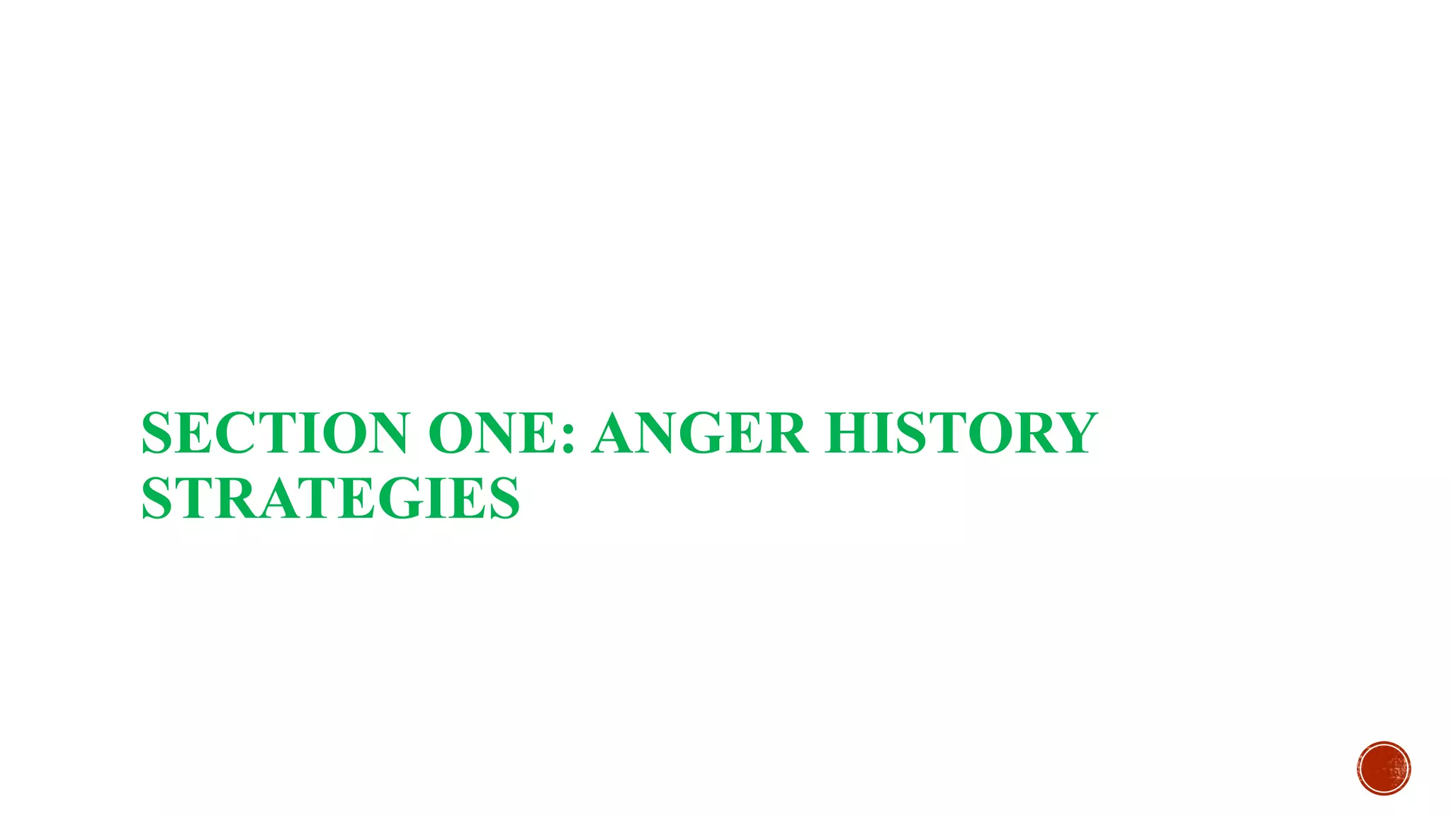 SECTION ONE: ANGER HISTORY
STRATEGIES
 