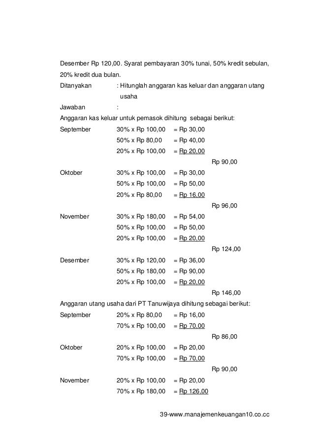 Contoh Soal Anggaran Hutang