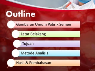 Outline
Gambaran Umum Pabrik Semen
Latar Belakang
Tujuan
Metode Analisis
Hasil & Pembahasan
 