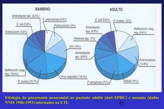 Etiologia da pneumonia nosocomial no paciente adulto (dati EPIIC) e neonato (dados
NNIS 1986-1993) internados na UTI.                           45
 