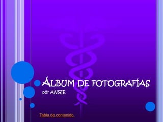 ÁLBUM DE FOTOGRAFÍAS
por ANGIE
Tabla de contenido
 
