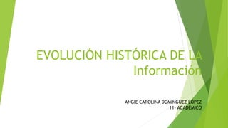 EVOLUCIÓN HISTÓRICA DE LA
Información
ANGIE CAROLINA DOMINGUEZ LÓPEZ
11- ACADÉMICO
 