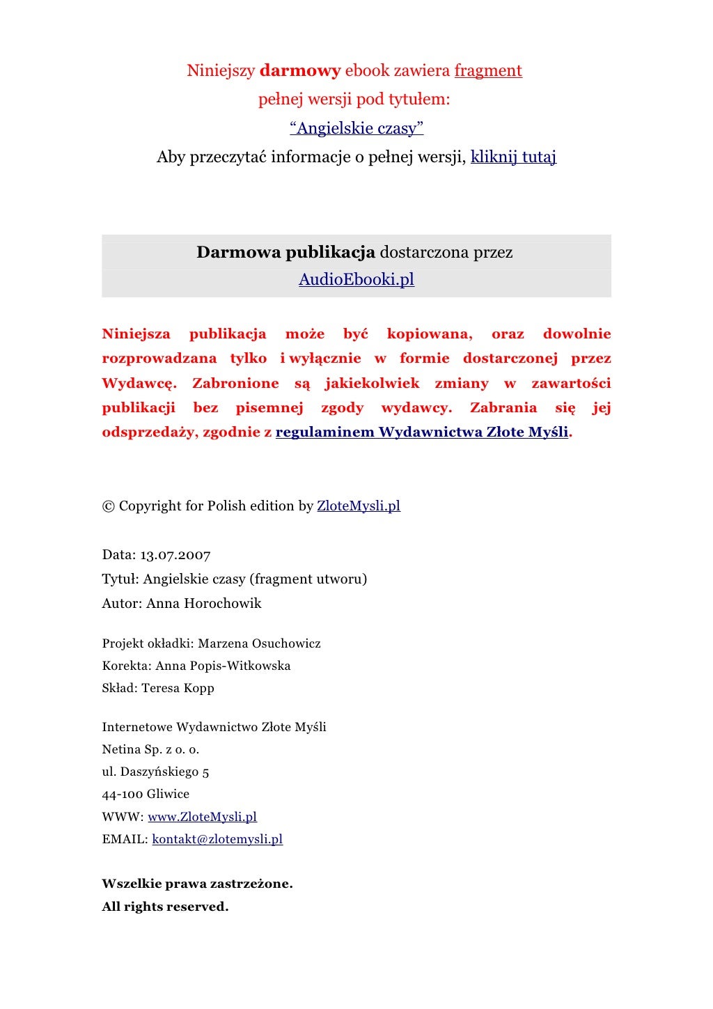 CZASY ANGIELSKIE - NAUKA ANGIELSKIEGO - EBOOK PDF (Pobierz darmowy po…