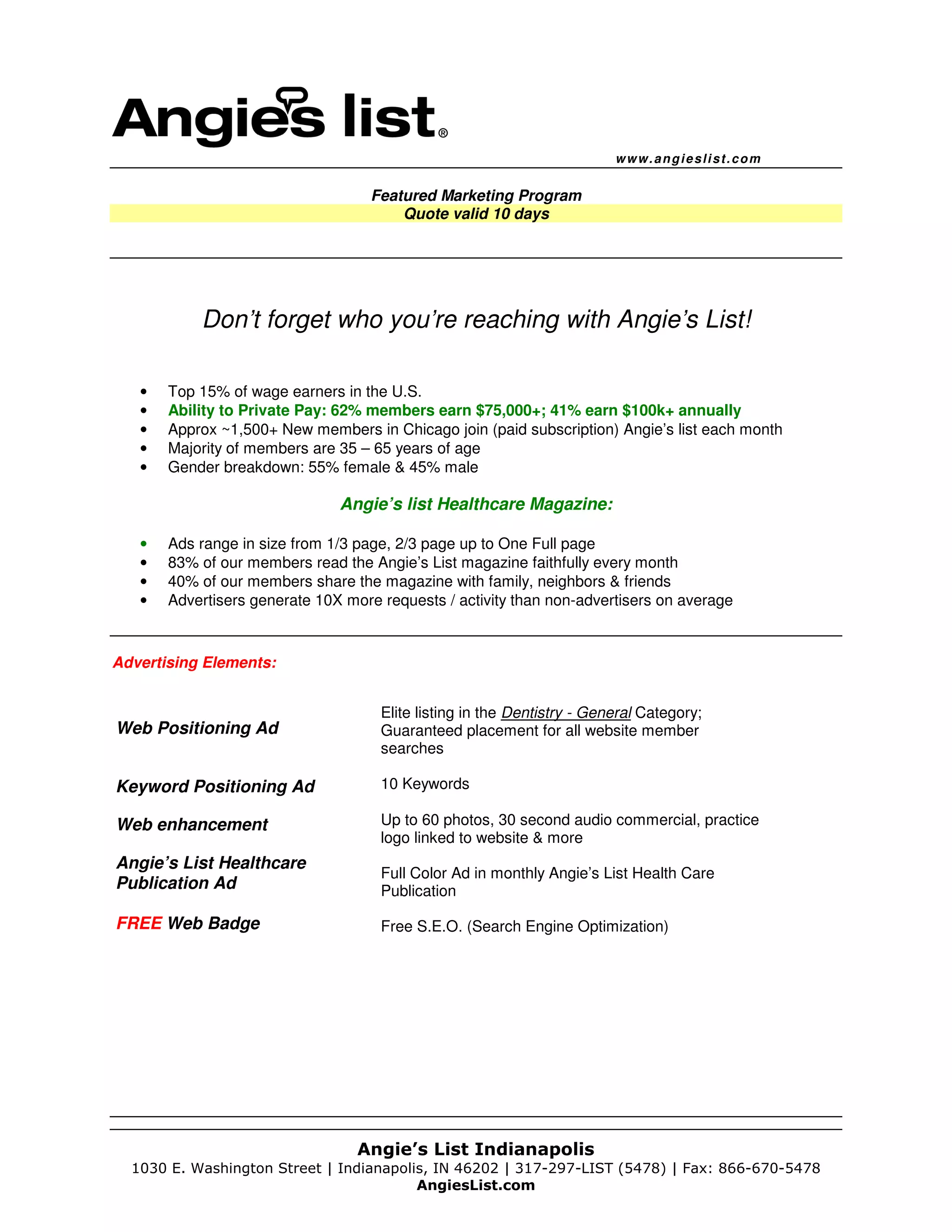 Angie's list packages | PDF