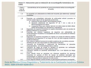 Guía de Práctica Clínica Diagnóstico y Tratamiento de la Cardiopatía Isquémica Crónica.
IMSS. ISBN 978-607-8290-09-3
 