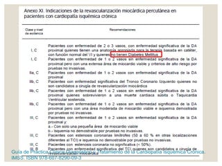 Guía de Práctica Clínica Diagnóstico y Tratamiento de la Cardiopatía Isquémica Crónica.
IMSS. ISBN 978-607-8290-09-3
 