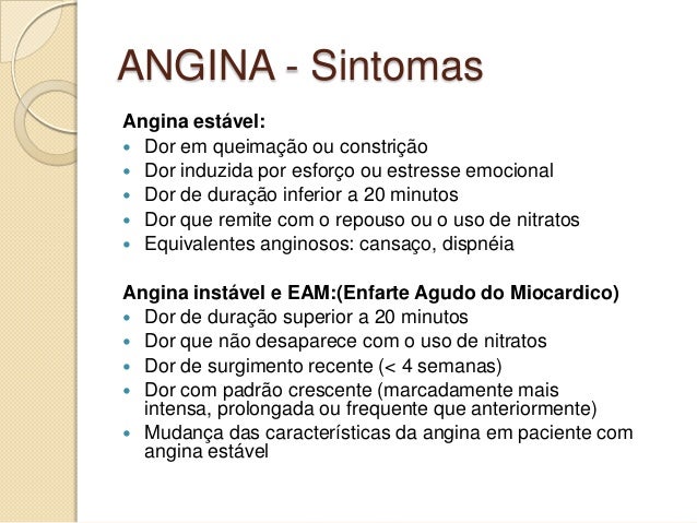 Angina Instável e Angina Estável – Sintomas e ...