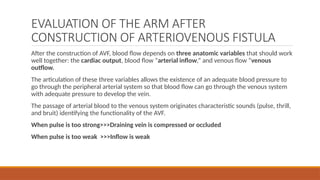Examination of Arteriovenous fistula for Angioacess | PPT