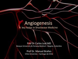 Angiogenesis A  key factor in Shockwave Medicine Prof Dr Carlos Leal MD Bosque University & Fenway Medical – Bogota, Colombia Prof Dr. Manuel Brañes Chile University – Santiago de Chile 
