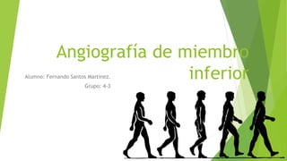 Angiografía de miembro
inferior
Alumno: Fernando Santos Martinez.
Grupo: 4-3
 