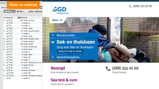 angi studio
Voldoende kleurcontrast is essentieel !
•  Contrast ratio calculator
•  Check HTML met WCAG contrast
checker add-on
Kleur en contrast
Test het!
 