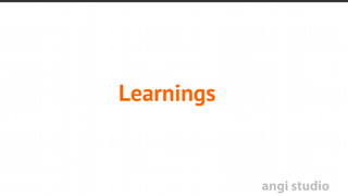 angi studio
Mobile UX
Functional
Maintainable
Usable
Convenient
Pleasurable
Meaningful
Flexible
Durable
Current site behaves responsive
via necessary design & CSS/Js-code
Goals user & organization
Needs & Content analyses
Strategy
Improve the site
concept, brand identity,
usability and content:
redesign, rewrite &
redevelop
Your site responsive
Mobile 1st redesign
Quick fix
© Angi Studio
 
