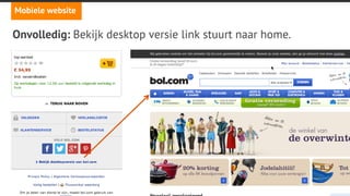 angi studio
Niet optimaal deelbaar: URL doorgestuurd via mobiel, geopend op
desktop.
Mobiele website
 