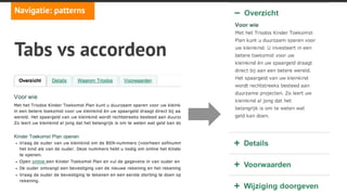 angi studio
Navigatie: patterns
Overlay
menu
Goed voor
uitgebreide
navigatie met
content feeds
 