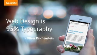 angi studio
Responsive web typograﬁe
Leesbare tekst op elk device
•  Fysieke grootte
•  Verhouding koppen en tekst
•  Webfonts en rendering
•  Lijstjes en links -> touch target
 