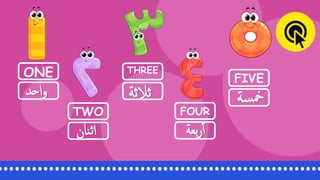 ONE
TWO
THREE
FOUR
FIVE
‫احد‬‫و‬
‫نان‬‫ث‬‫ا‬
‫ثالثة‬
‫بعة‬‫ر‬‫أ‬
‫سة‬‫مخ‬
 