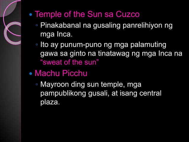 Ang kabihasnang inca sa timog america | PPTX