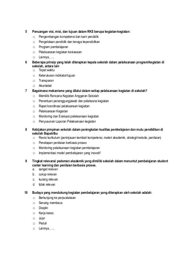 Angket Evaluasi Diri Guru SMP