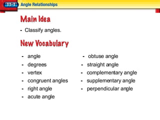 Angle Relationships Power Point | PPT