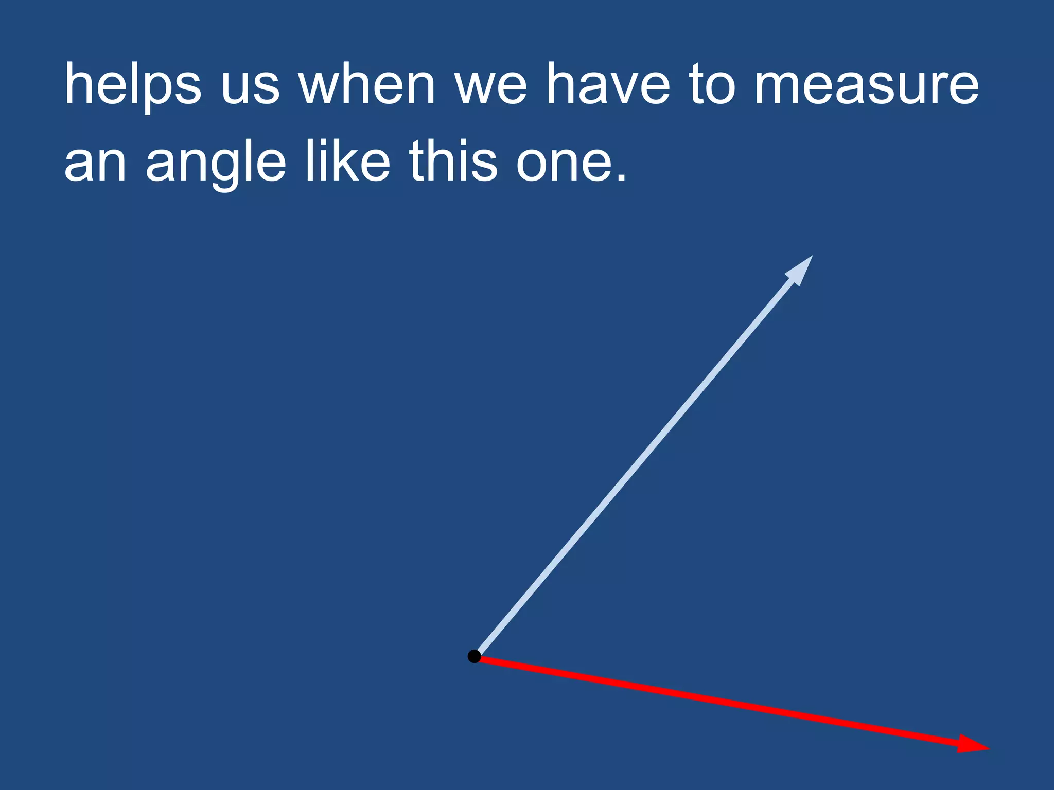helps us when we have to measure
an angle like this one.
 