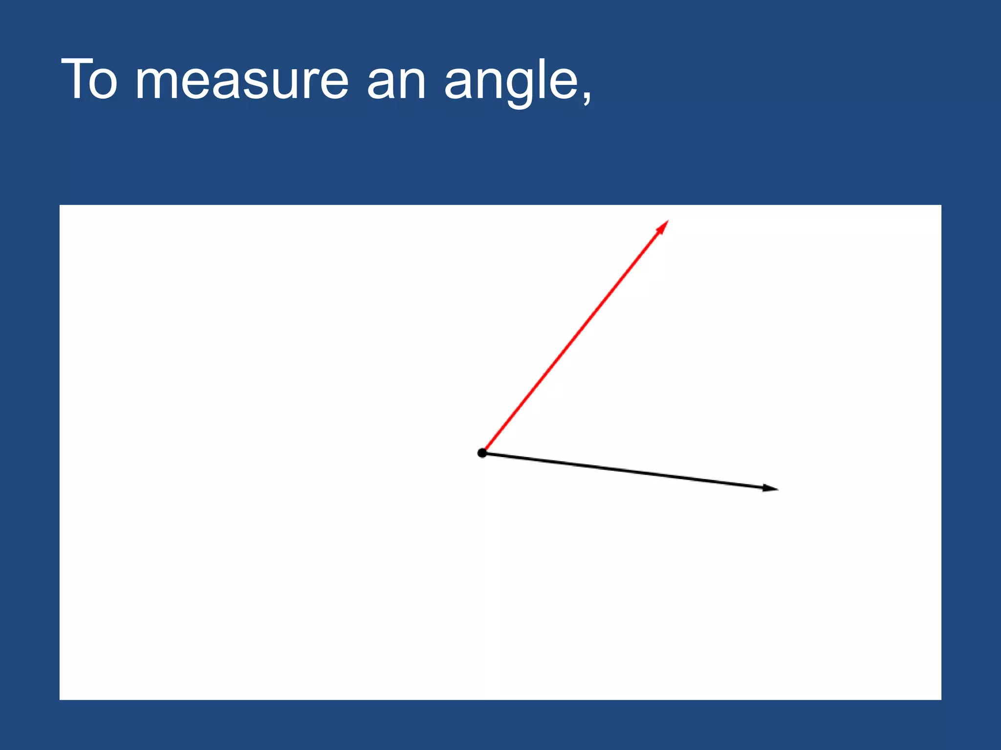 To measure an angle,
 