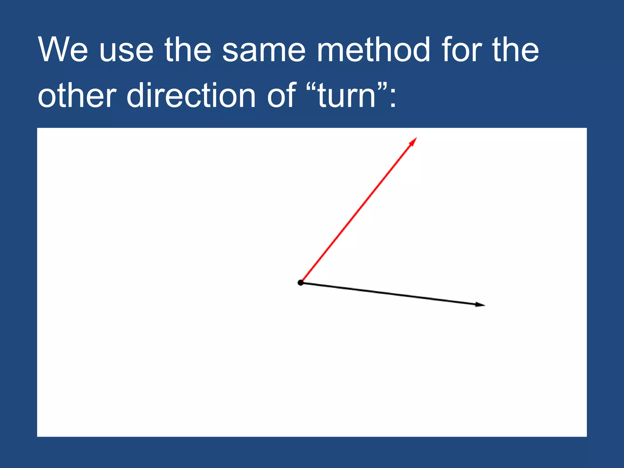 We use the same method for the
other direction of “turn”:
 