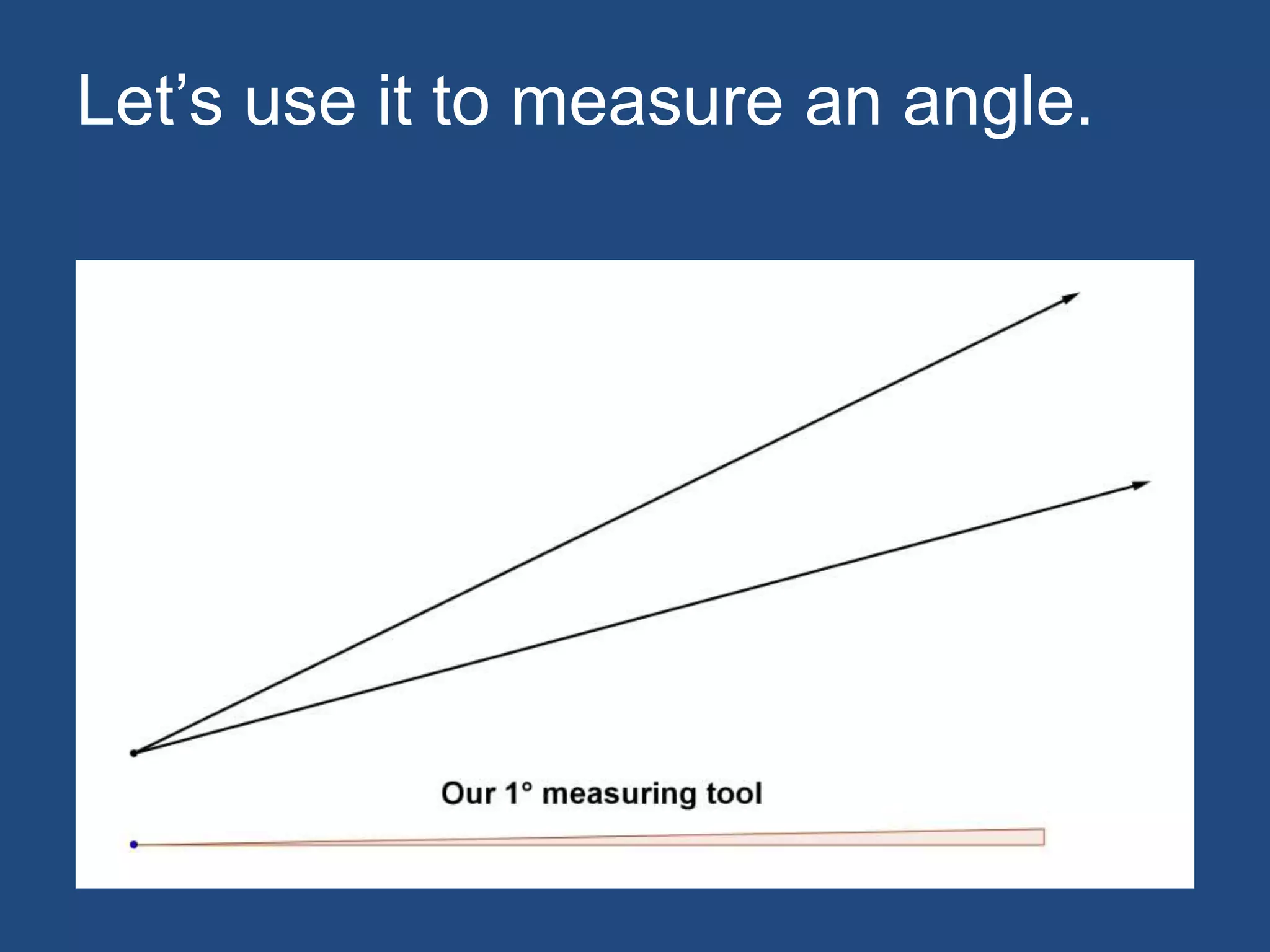 Let’s use it to measure an angle.
 