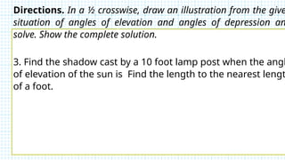 Understanding Angles of Elevation and Depression in Geometry | PPTX