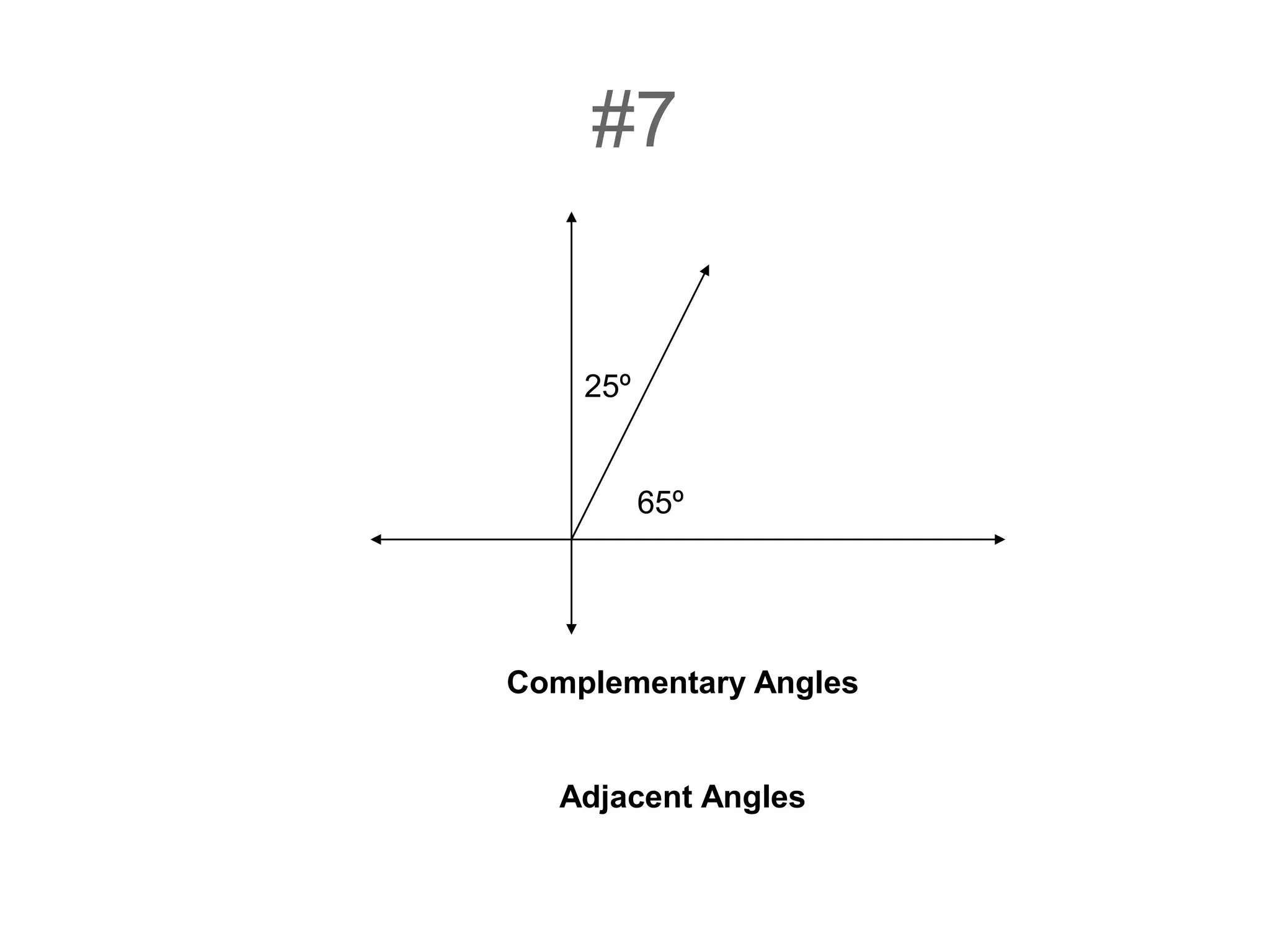 #7
65º
25º
Complementary Angles
Adjacent Angles
 
