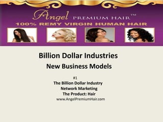 Billion Dollar Industries
  New Business Models
              #1
    The Billion Dollar Industry
       Network Marketing
        The Product: Hair
     www.AngelPremiumHair.com
 