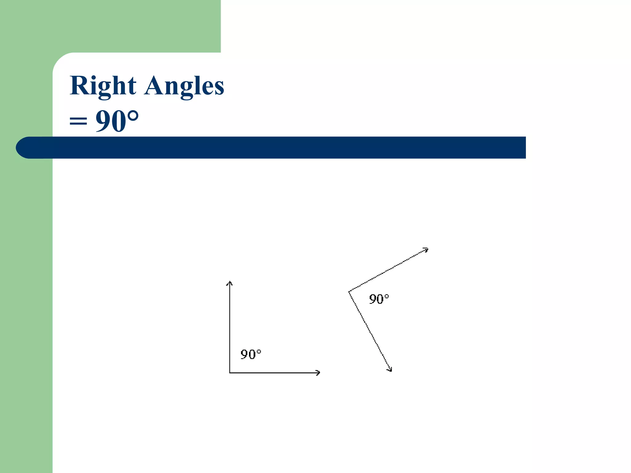 Right Angles = 90 °                                          