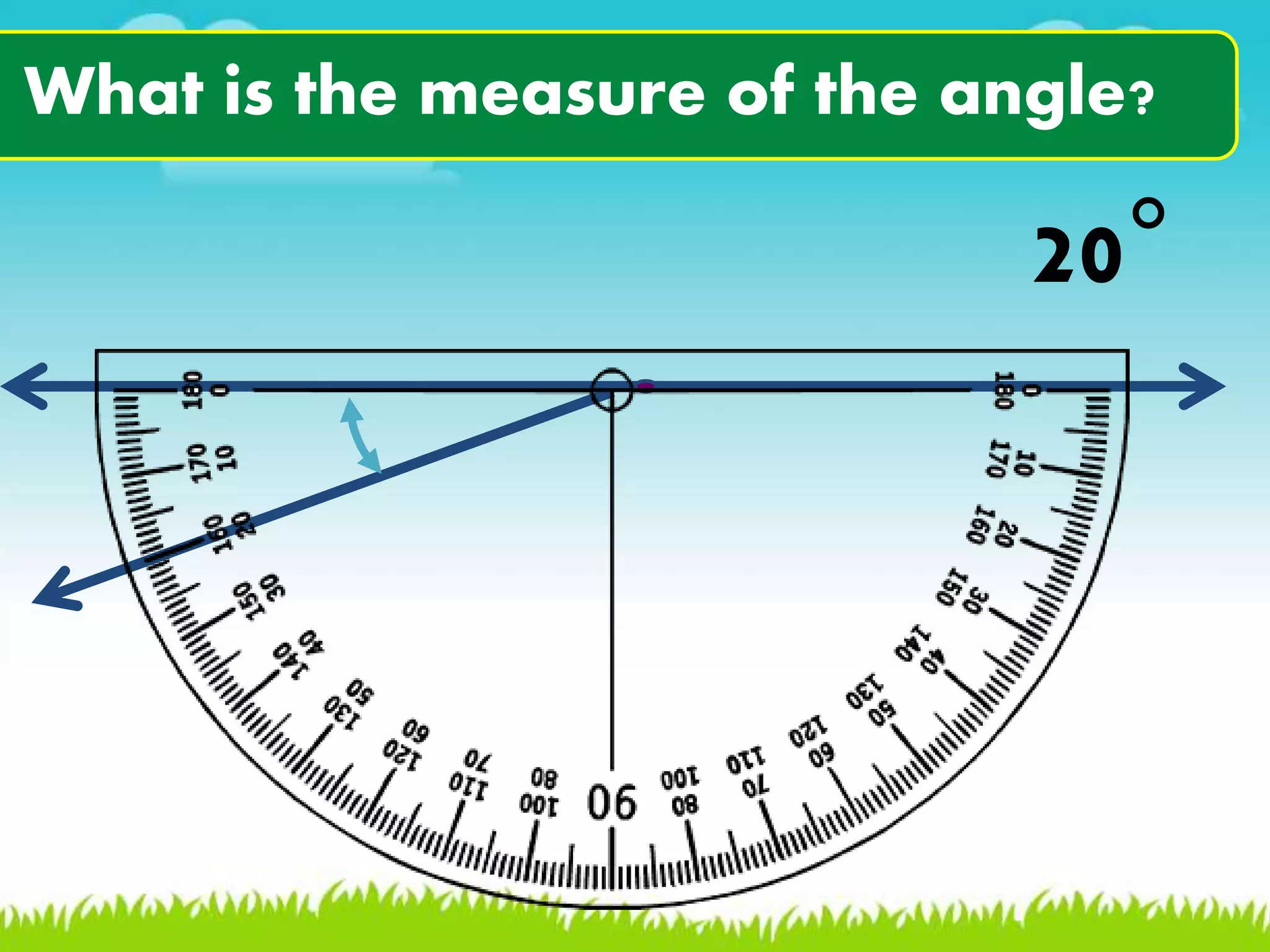 20&deg;
What is the measure of the angle?
 